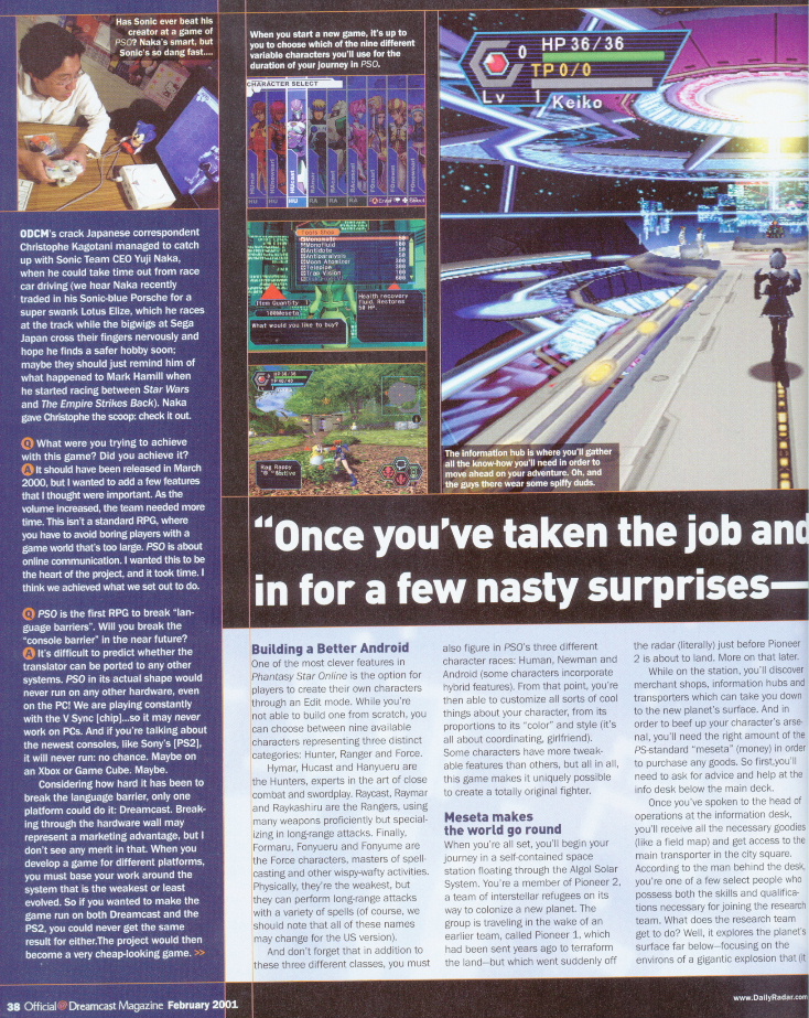 Article from page 38, February 2001 Official Dreamcast Magazine