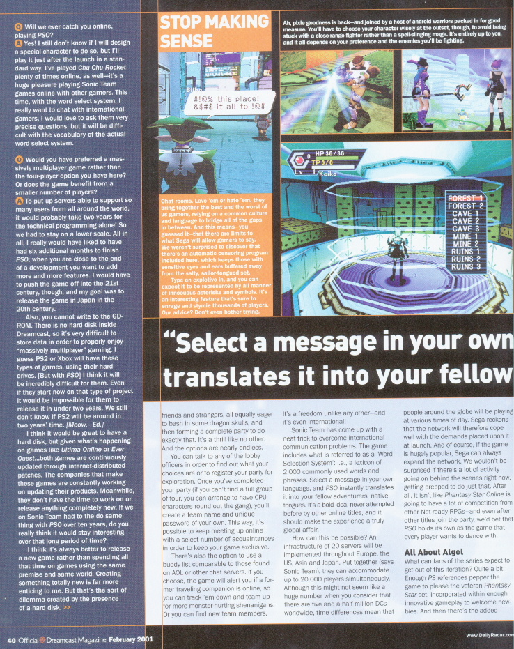 Article from page 40, February 2001 Official Dreamcast Magazine