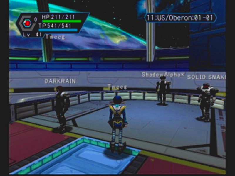 9/4/2003 10:24 PM EST; DARKRAIN, Tweeg, ShadowAlphaX, and SOLID SNAKE standing around in the lobby.